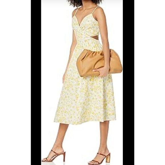 The Drop Makenna Strappy Cross Front Smocked Back Midi -2X - Yellow/White - Picture 1 of 13